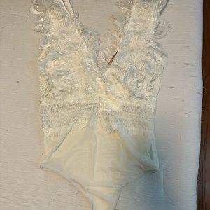 V Neck Lace Bodysuit